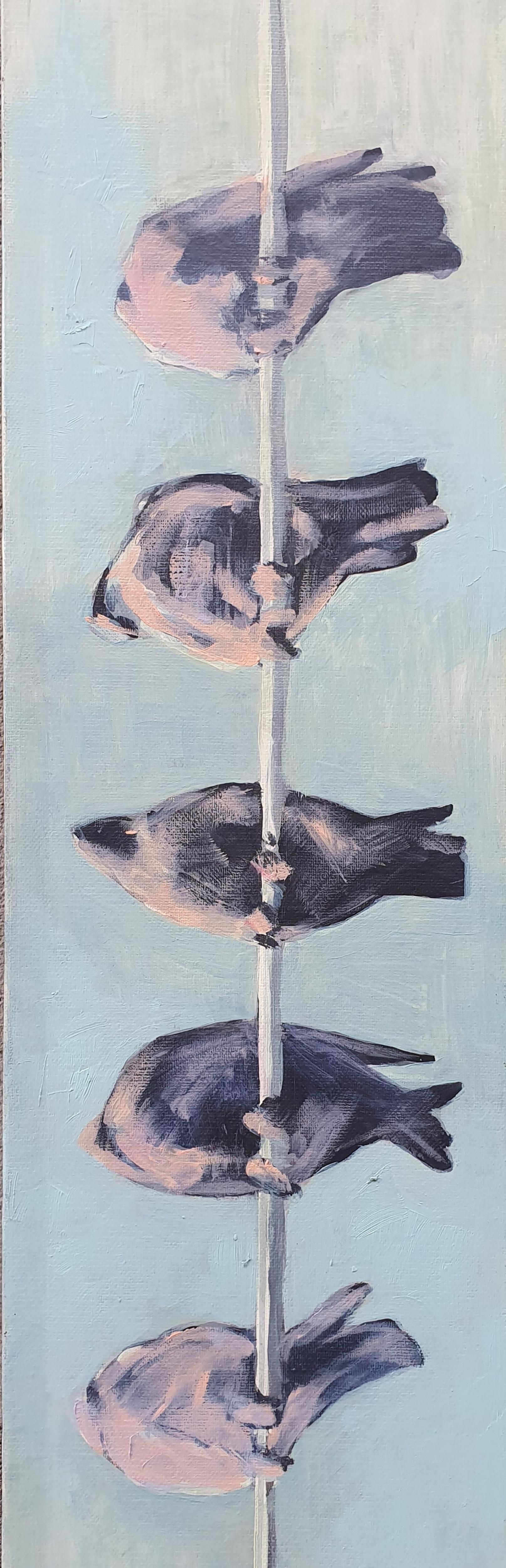 Uccelli - Contemporaneo, Blu, 21° secolo, Pittura figurativa - Animal Painting Nero di Traian Boldea