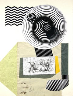 The Antiquarian - 21e siècle, collage, jaune, noir, art contemporain