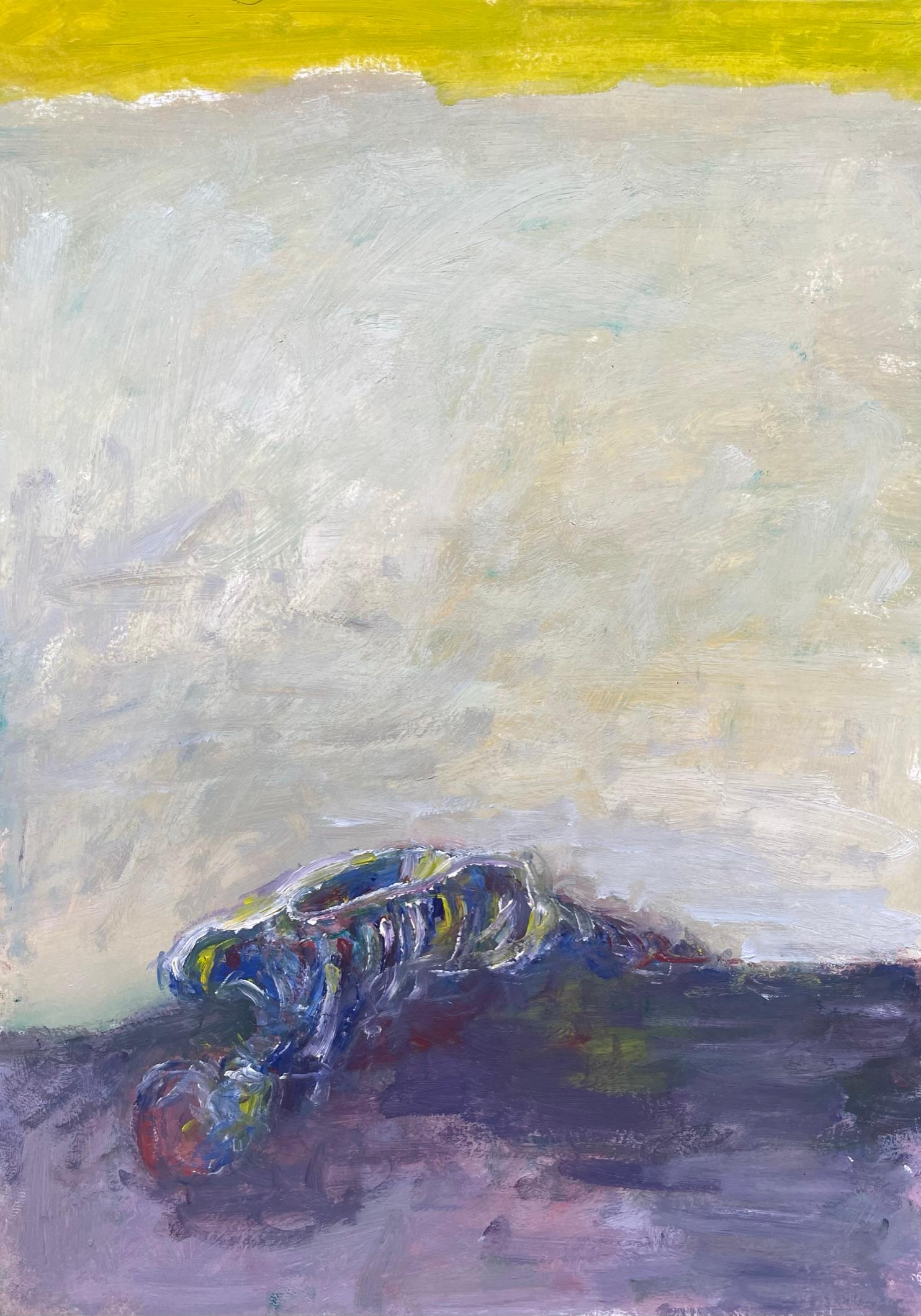 Remains (Body in the Field 11) - Art contemporain, XXIe siècle, jaune, bleu