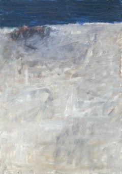 Remains (Body in the Field 19) - Contemporary, Painting, Blue, Beige