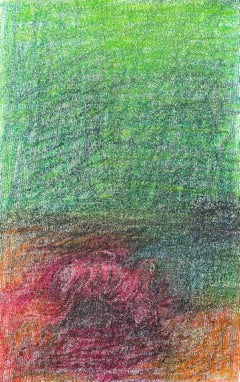 Body in the Field #4 - Green, Red, Drawing, Color pencil