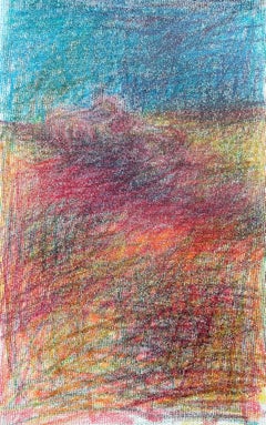 Body in the Field #5 - Blue, Red, Drawing, Color pencil