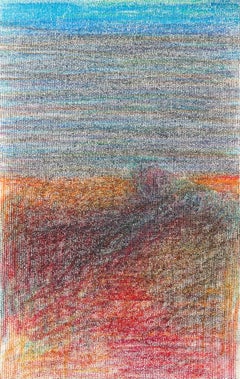 Body in the Field #7 - Contemporary, Blue, Red, 21st Century, Drawing on Canvas