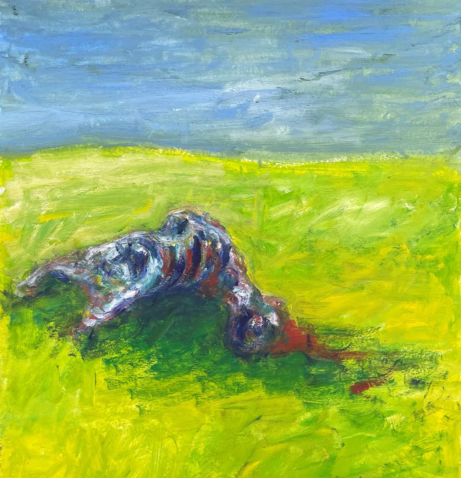 Remains (Body in the Field 9) - 21st Century, Green, Blue, Contemporary - Art by Zsolt Berszán