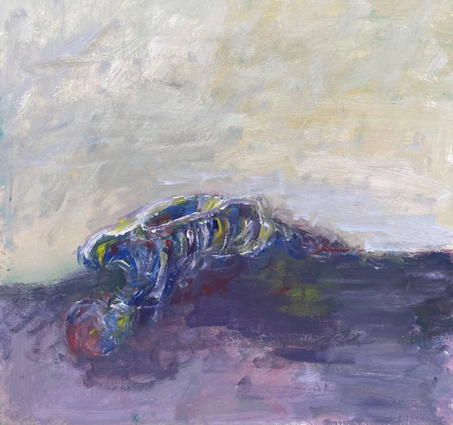 Remains (Body in the Field 11) – Zeitgenössische Kunst des 21. Jahrhunderts, Gelb, Blau (Abstrakter Expressionismus), Art, von Zsolt Berszán