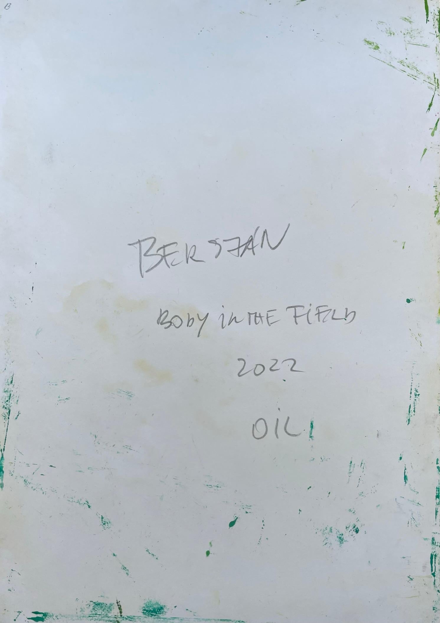 Remains (Body in the Field 13) – 21. Jahrhundert, Grün, Blau, Öl im Angebot 1