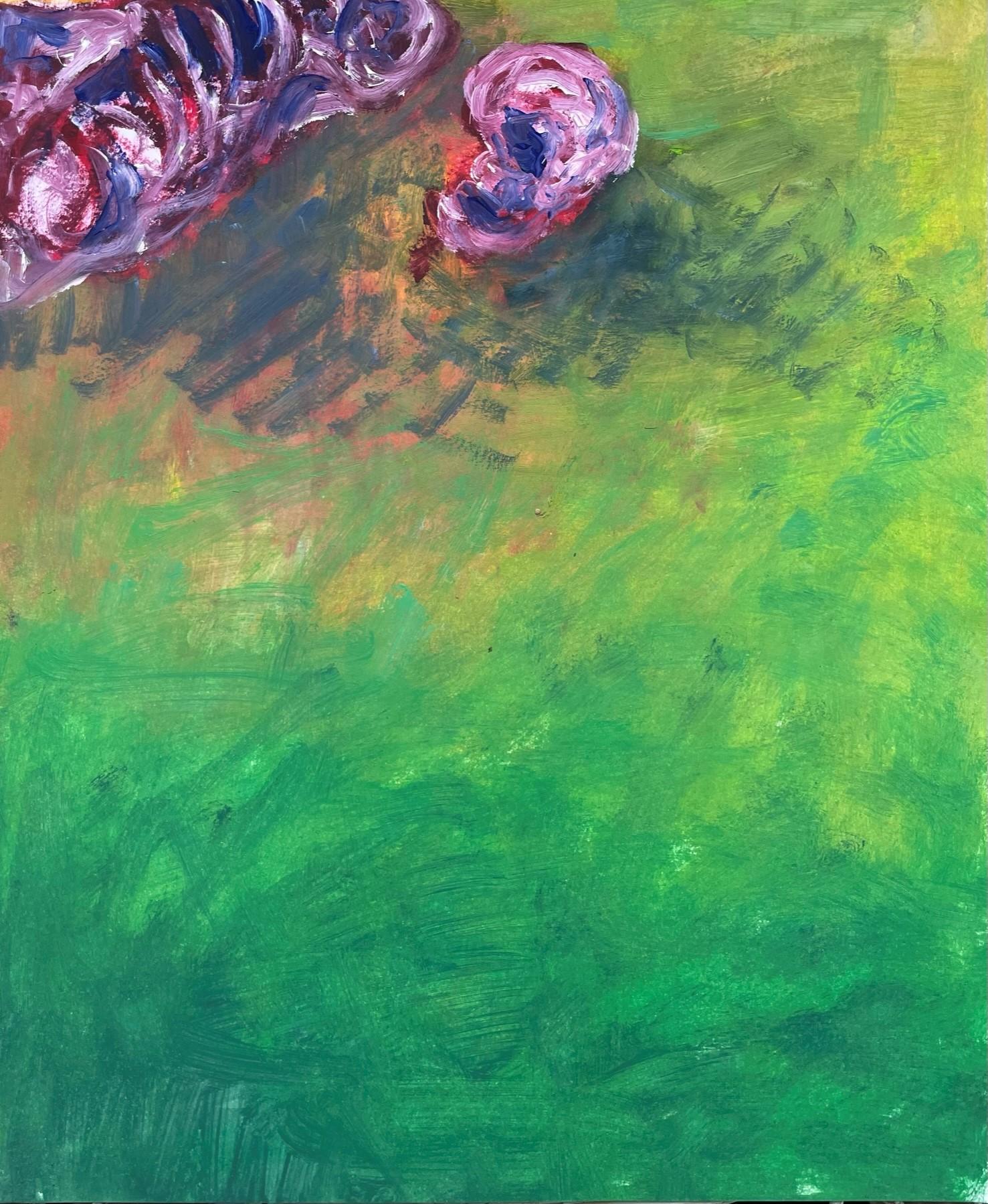 Remains (Body in the Field 14) - Contemporary, Green, Yellow, Pink, 21st Century - Abstract Expressionist Art by Zsolt Berszán