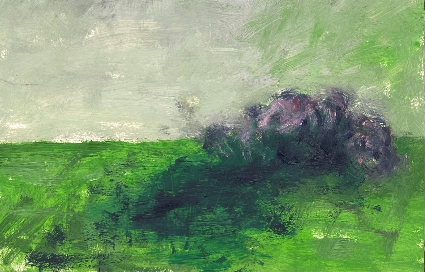 Remains (Body in the Field 15) - Contemporary, Abstract, Green, 21st Century - Gray Figurative Art by Zsolt Berszán