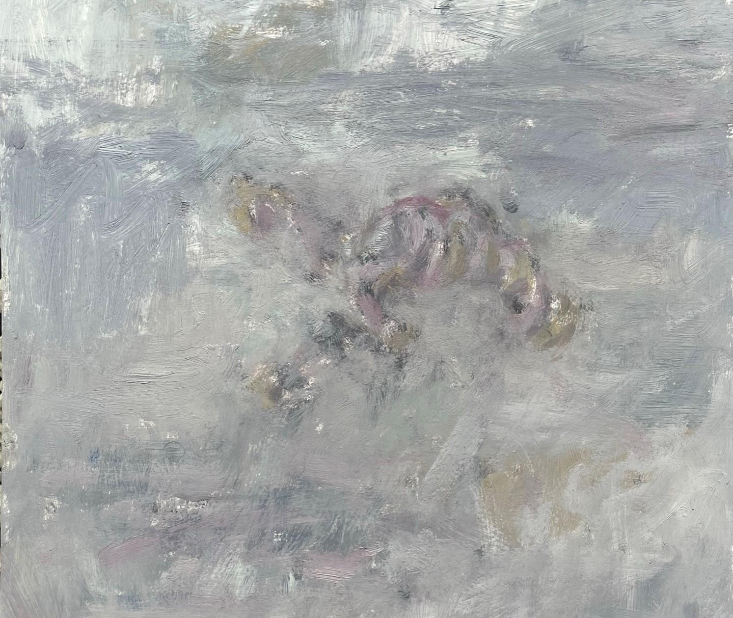 Remains (Body in the Field 16) - Contemporain, abstrait, gris, beige - Beige Landscape Art par Zsolt Berszán