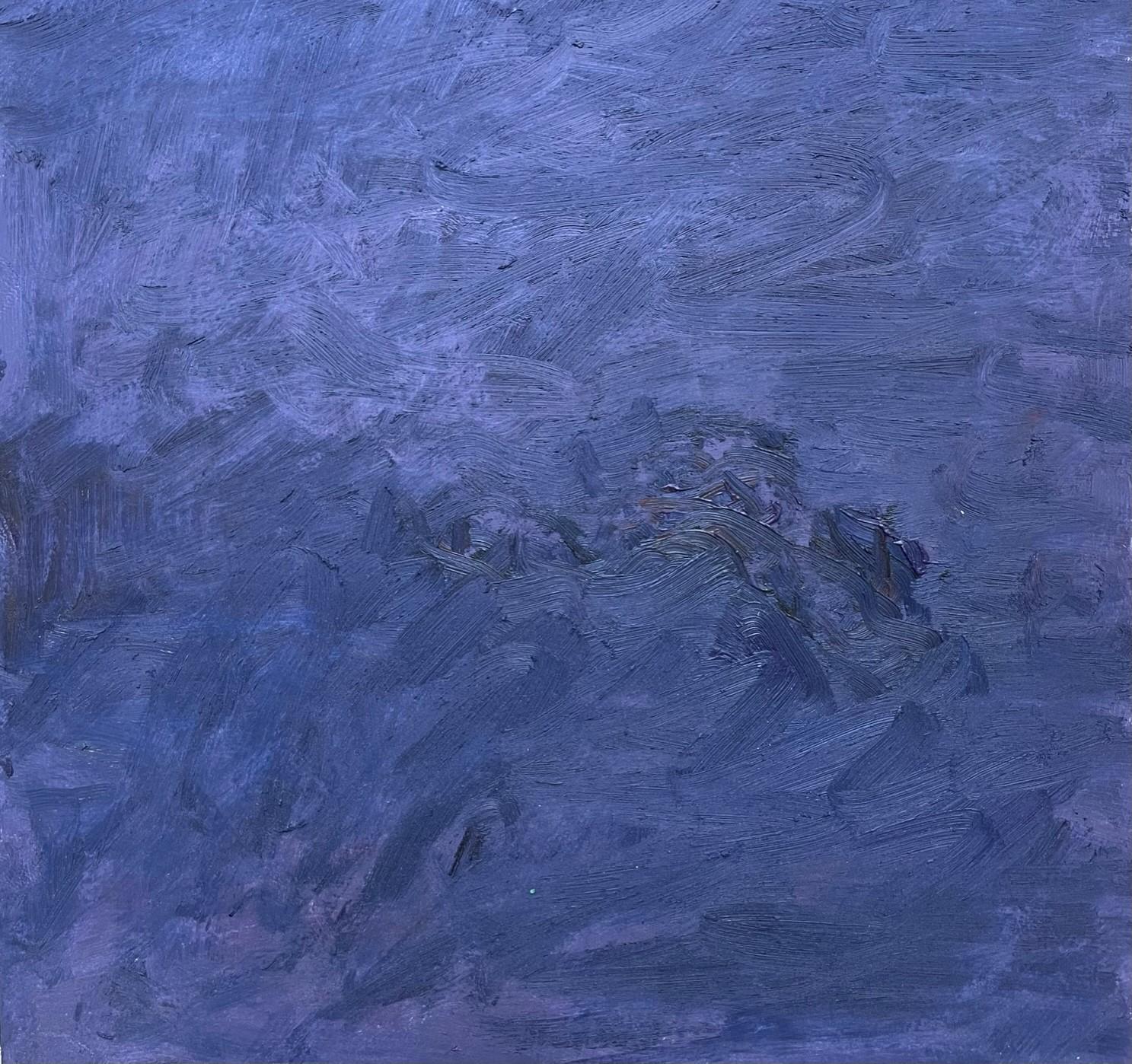 Remains (Body in the Field 18) - Contemporary, Blue, Purple, Monochrome - Expressionnisme abstrait Art par Zsolt Berszán