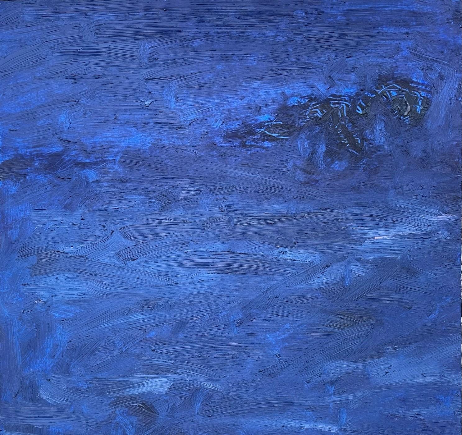 Remains (Body in the Field 20) - Zeitgenössisch, Blau, Arbeit auf Papier, 21. Jahrhundert – Art von Zsolt Berszán
