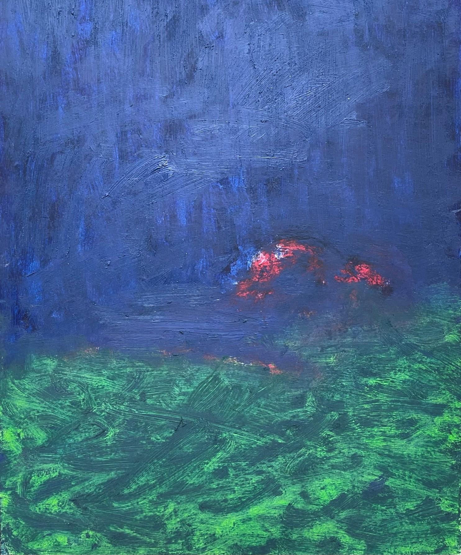 Remains (Body in the Field 21) – Zeitgenössisch, Blau, Grün, 21. Jahrhundert (Abstrakter Expressionismus), Art, von Zsolt Berszán