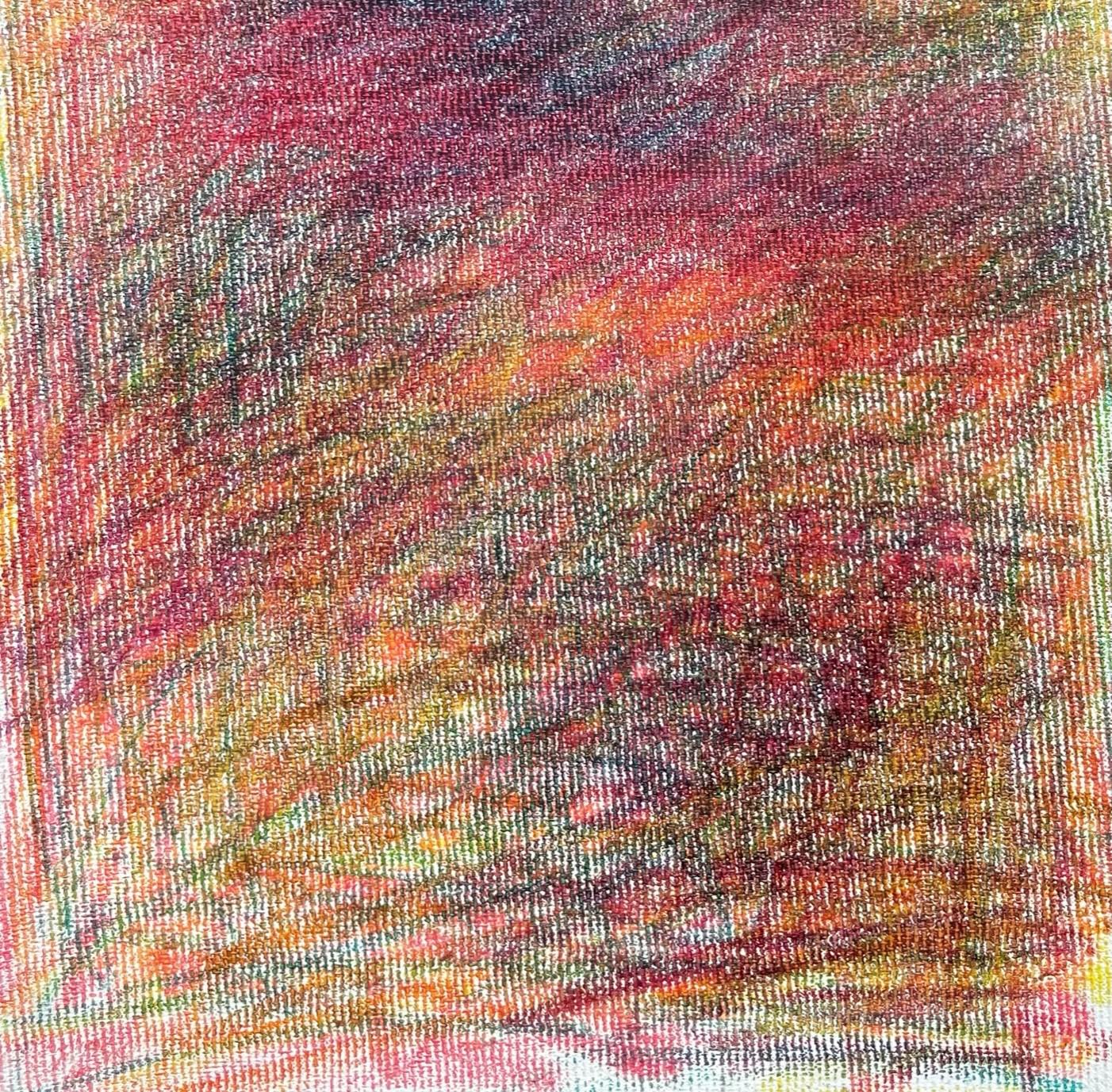 Body in the Field #5 - Blue, Red, Drawing, Color pencil - Expressionist Art by Zsolt Berszán