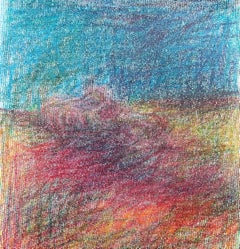 Body in the Field #5 - Blue, Red, Drawing, Color pencil
