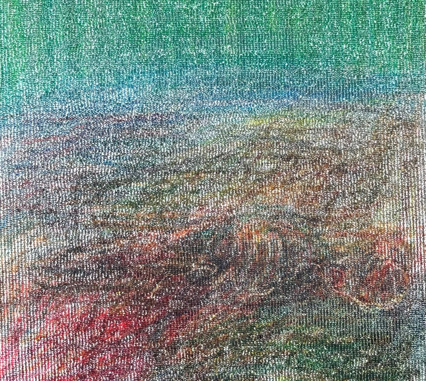 Body in the Field #6, 2022
coloured pencils on canvas

25 H x 16 W cm

Signed on reverse

Zsolt Berszán embodies in his works the dissolution of the human body through the prism of the fragment, the body in pieces, and the skeletal carcass. It is