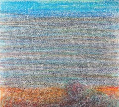 Body in the Field #7 - Zeitgenössisch, Blau, Rot, 21. Jahrhundert, Zeichnung auf Leinwand