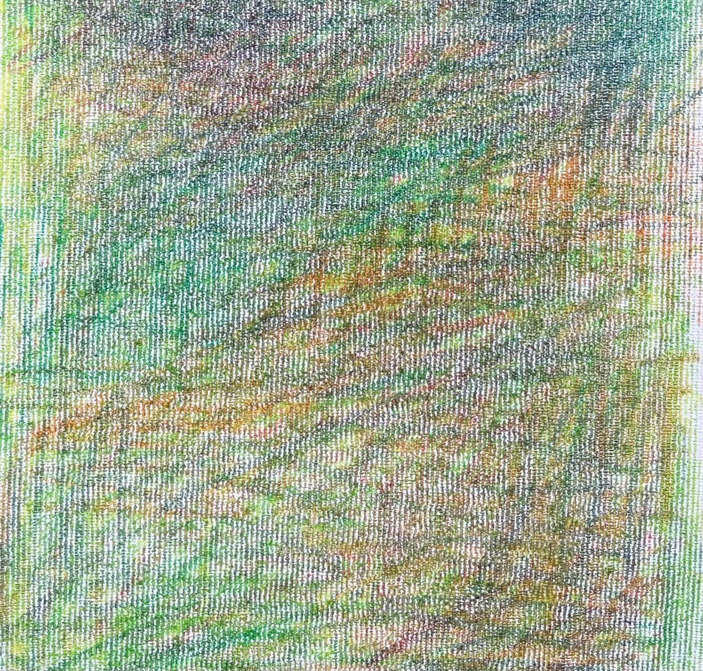 Body in the Field #8 - Green, Landscape, Drawing, Pencils - Expressionist Art by Zsolt Berszán
