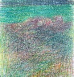 Body in the Field #8 - Green, Landscape, Drawing, Pencils