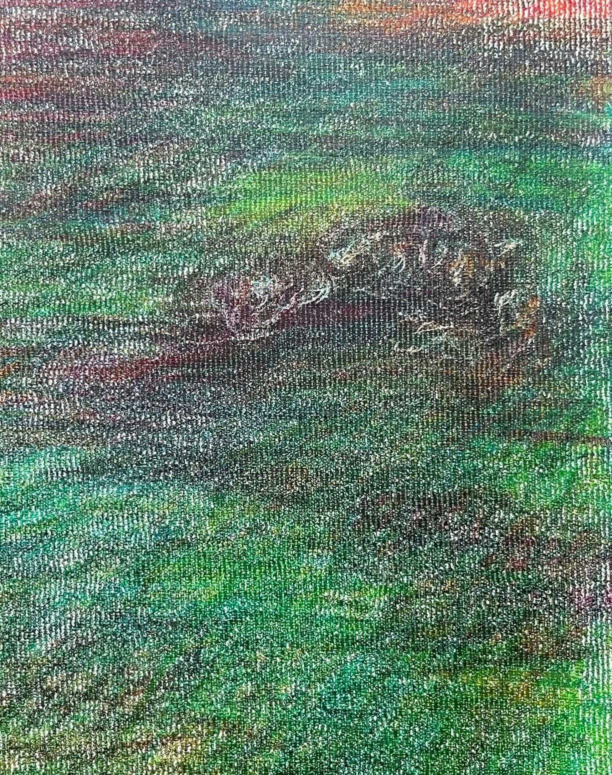Body in the Field #14, 2022
coloured pencil on canvas
9.84 H x 6.29 W in.
25 H x 16 W cm
Signed on reverse

Zsolt Berszán embodies in his works the dissolution of the human body through the prism of the fragment, the body in pieces, and the skeletal