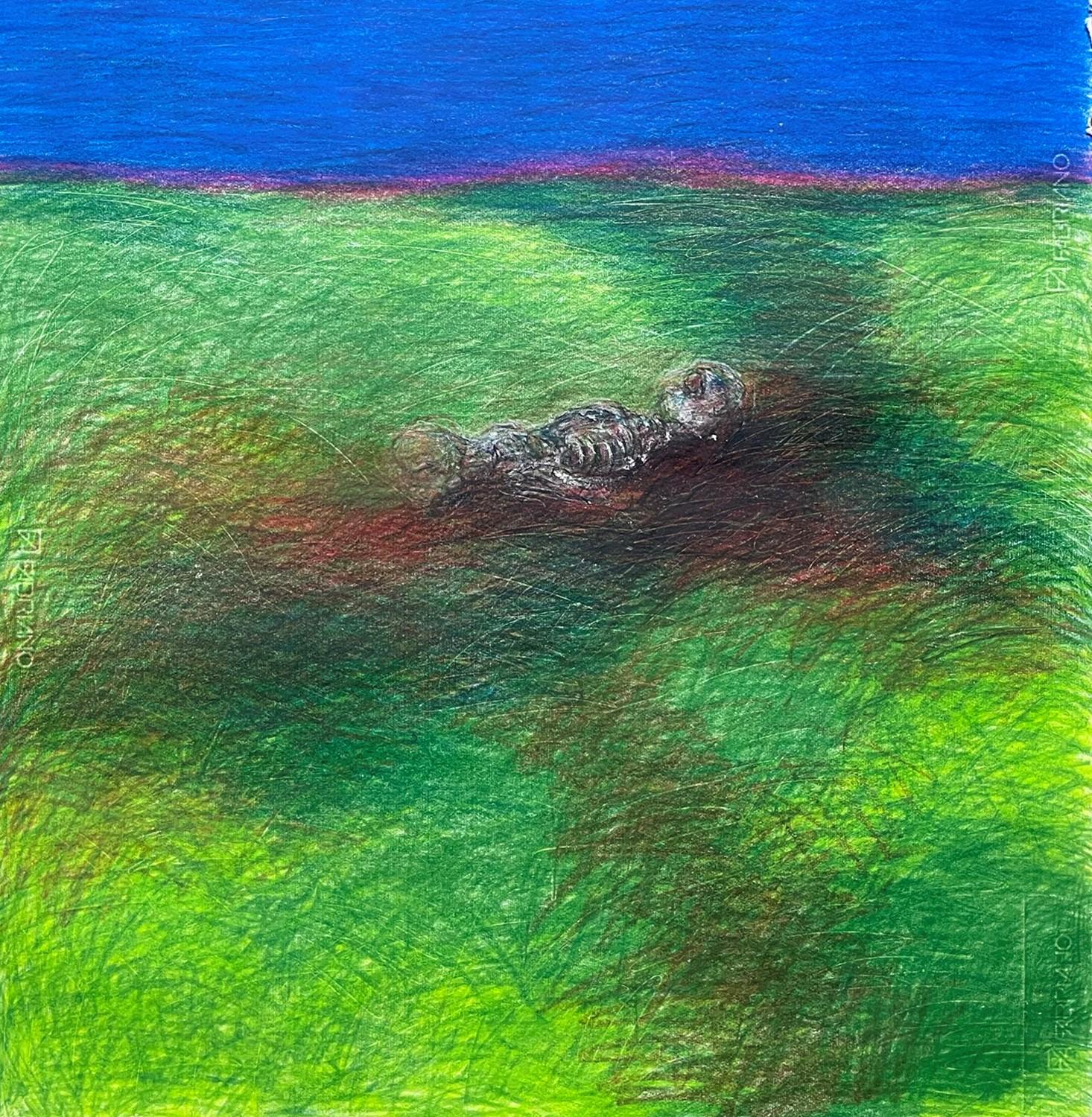Untitled_Body on the Field #1, 2022
coloured pencils on paper
39 3/8 H x 27 9/16 W inches
100 H x 70 W cm
Signed on reverse

Zsolt Berszán embodies in his works the dissolution of the human body through the prism of the fragment, the body in pieces,