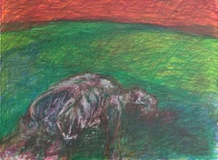 Untitled_Body on the Field #2 - Green, Red, Contemporary Art, Drawing
