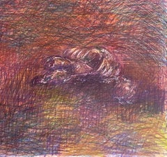 Untitled_Body on the Field #4 - Drawing, Blue, Red, Contemporary