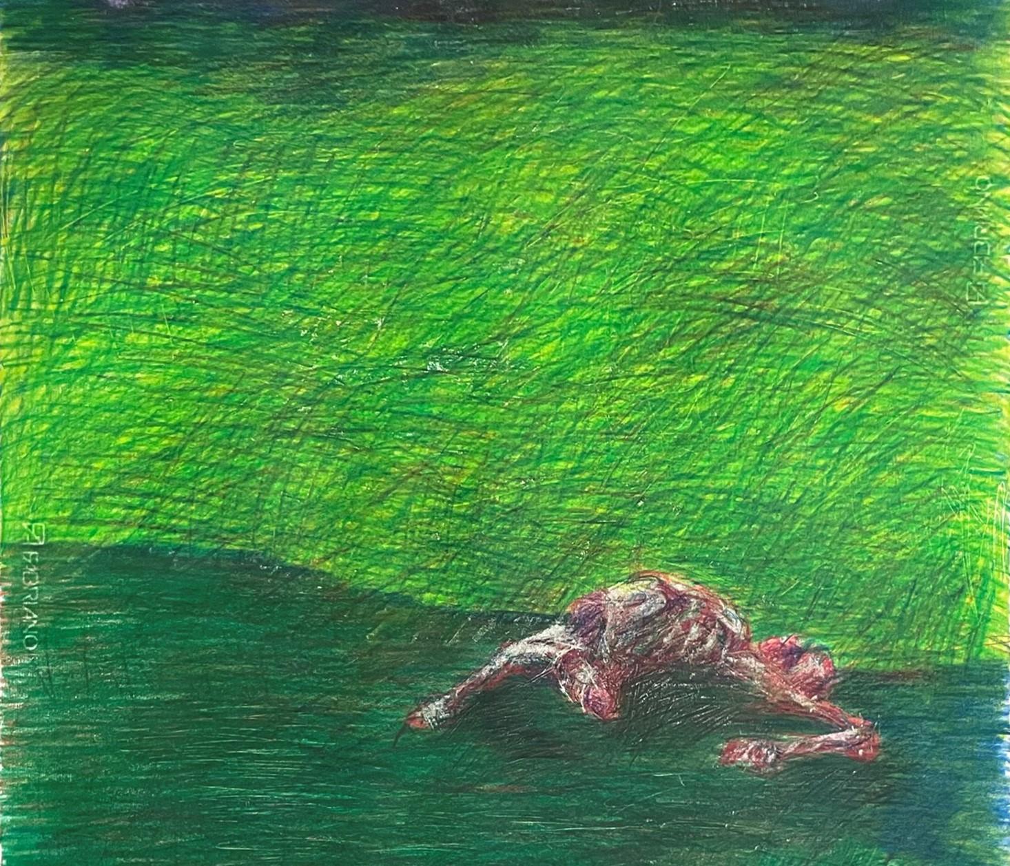 Untitled_Body on the Field #5 - Contemporary, Green, 21st Century - Neo-Expressionist Art by Zsolt Berszán