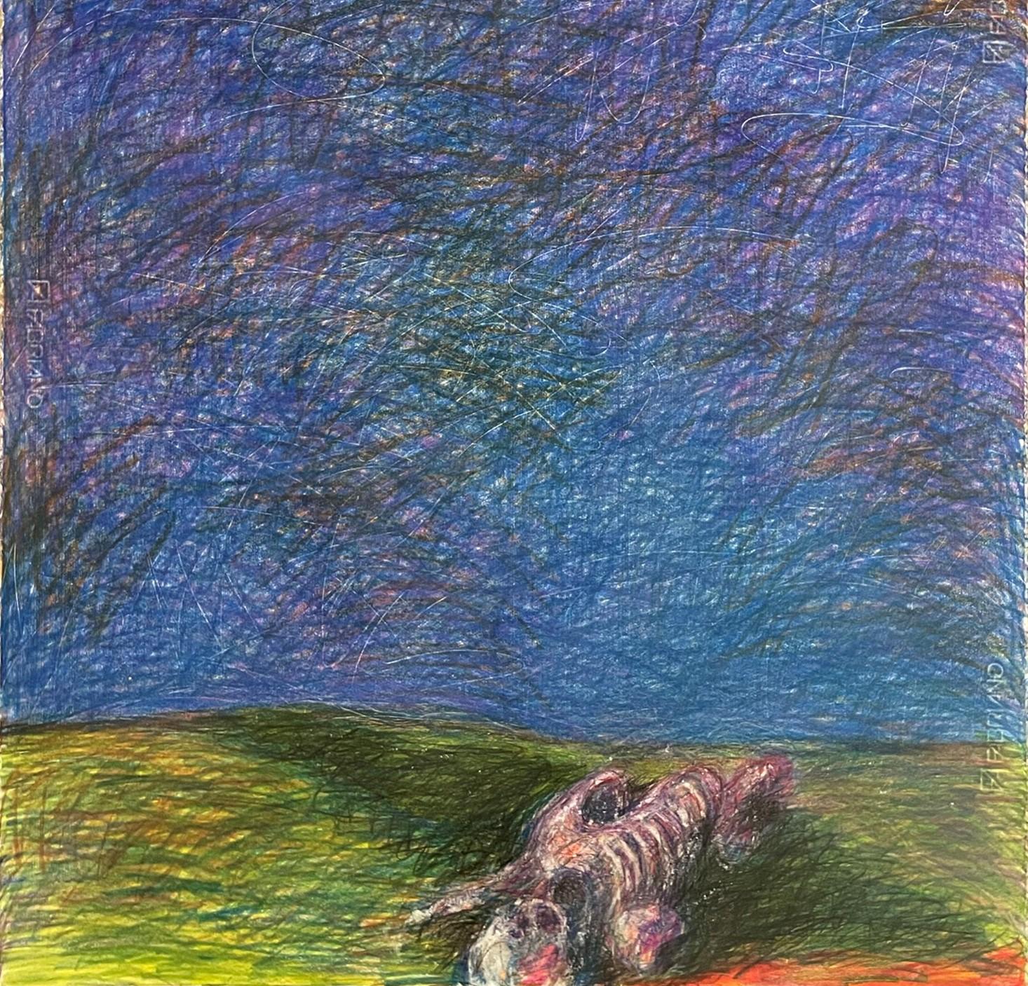 Untitled_Body on the Field #8 - 21st Century, Drawing, Blue, Green, Yellow - Neo-Expressionist Art by Zsolt Berszán