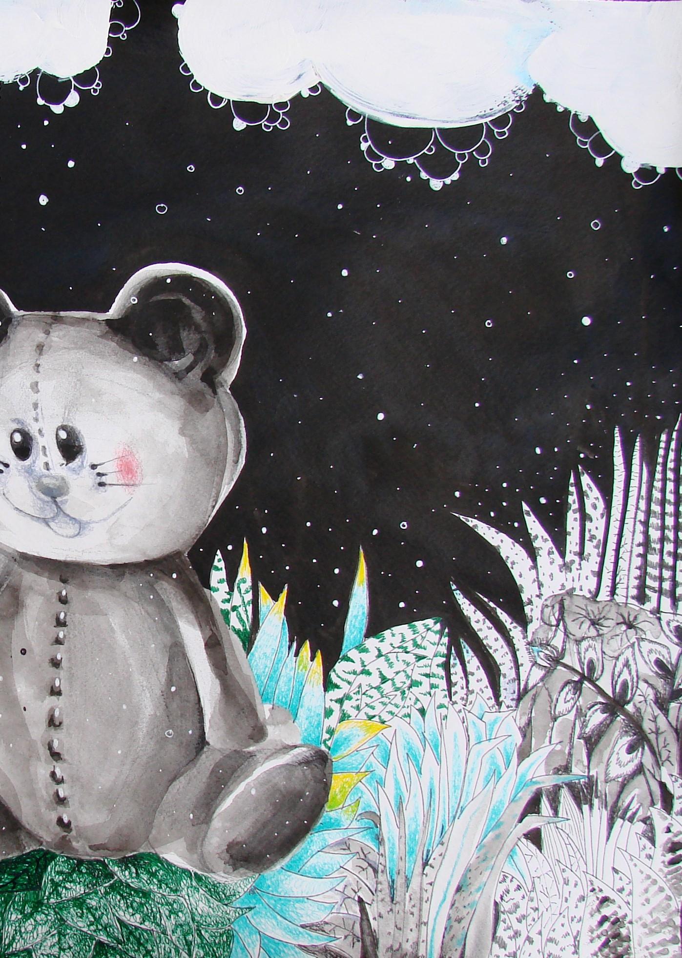 Seifenwolken – Zeichnung, Zeitgenössisch, Fantasie, Tiere, Kinderzimmer (Surrealismus), Art, von Raluca Arnăutu