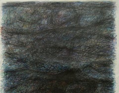 Ohne Titel 02 - Abstrakte Zeichnung auf Leinwand, Grau, Blau, 21. Jahrhundert, Organisch