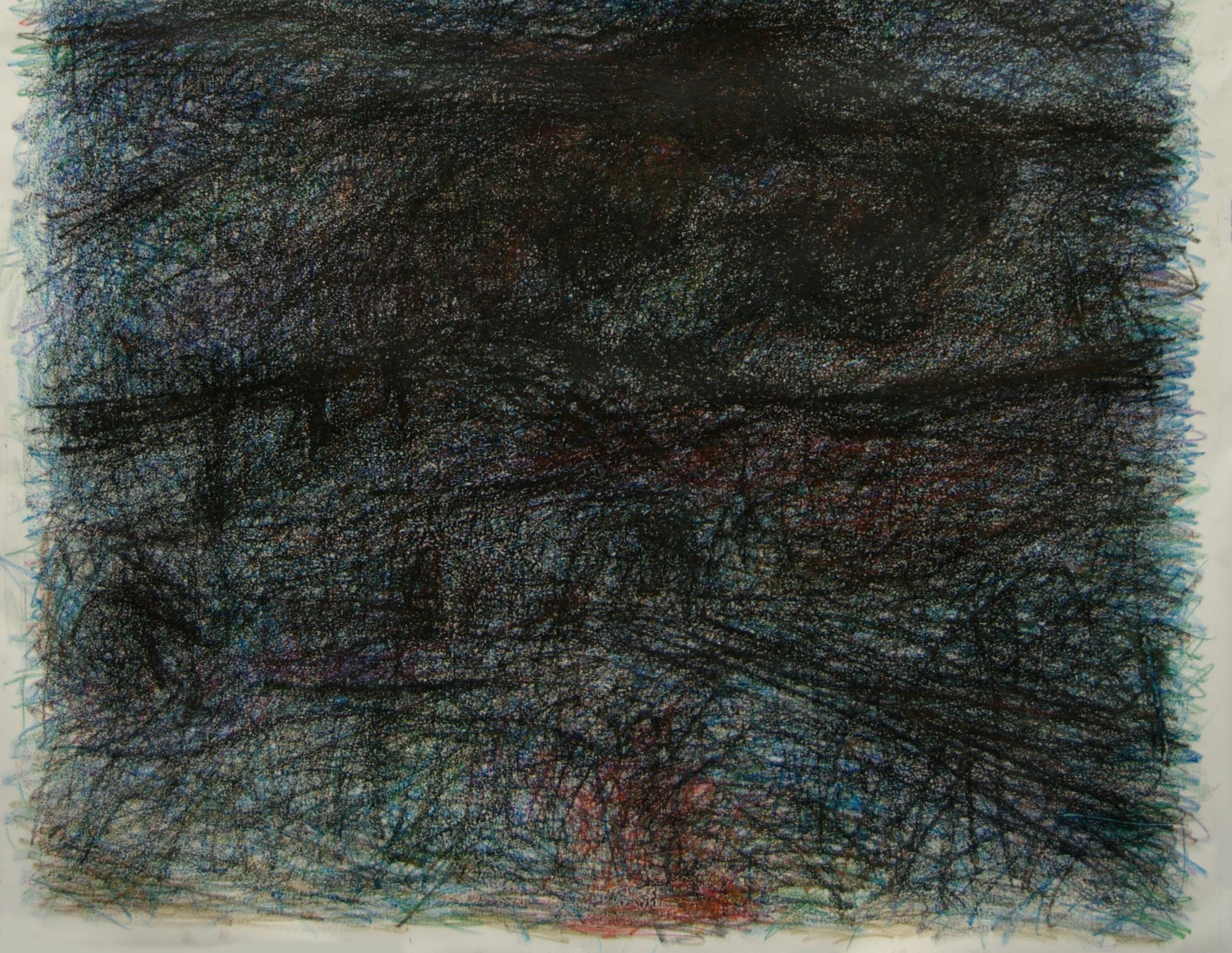 Ohne Titel 02 - Abstrakte Zeichnung auf Leinwand, Grau, Blau, 21. Jahrhundert, Organisch (Schwarz), Abstract Drawing, von Zsolt Berszán