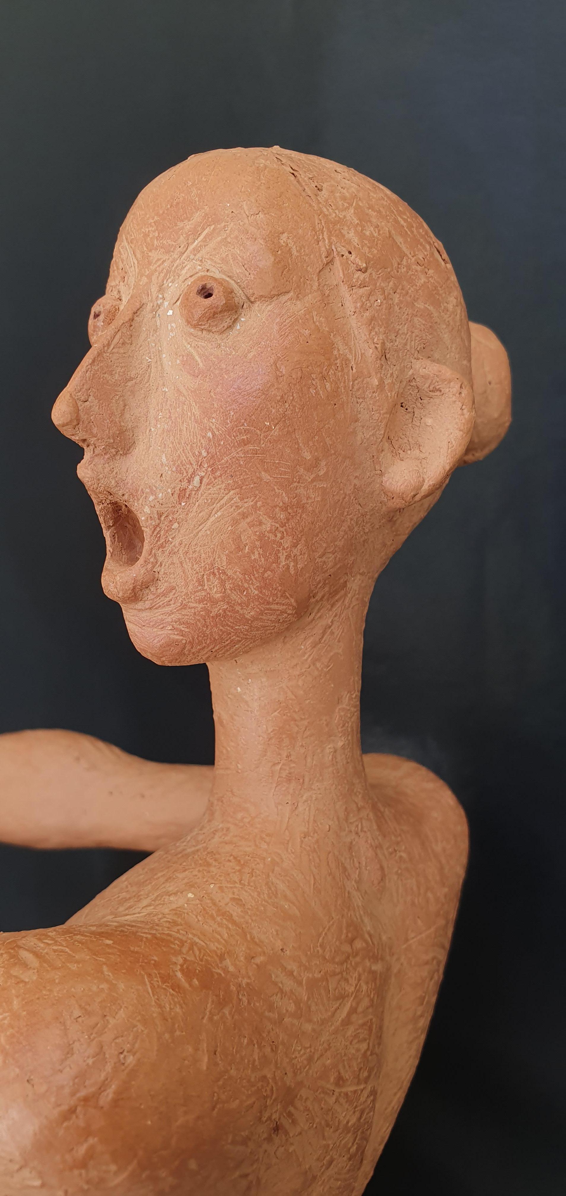 Fear - 21st Century, Figurative Sculpture, Nude, Beige, Contemporary 3