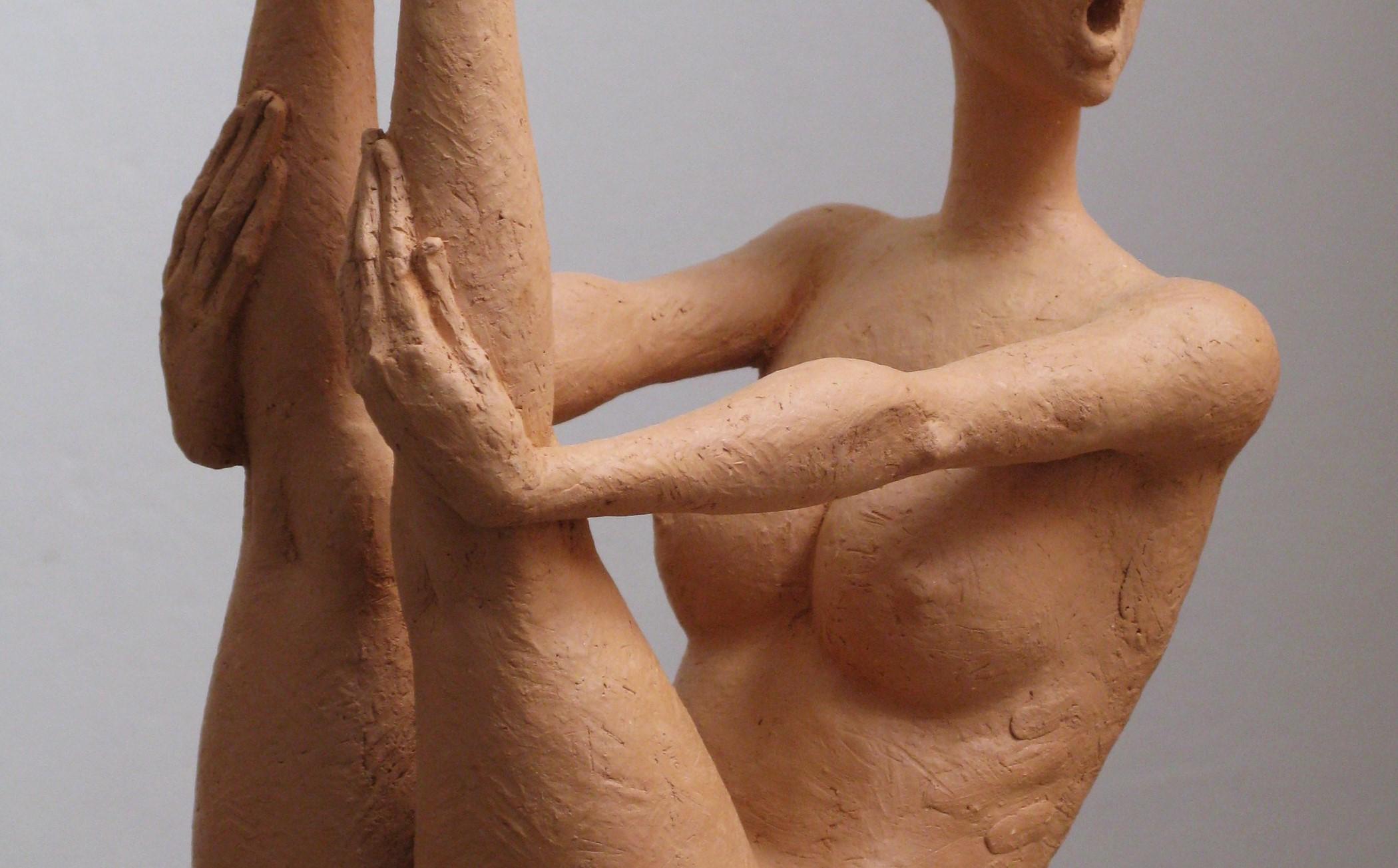 Fear - 21st Century, Figurative Sculpture, Nude, Beige, Contemporary 1