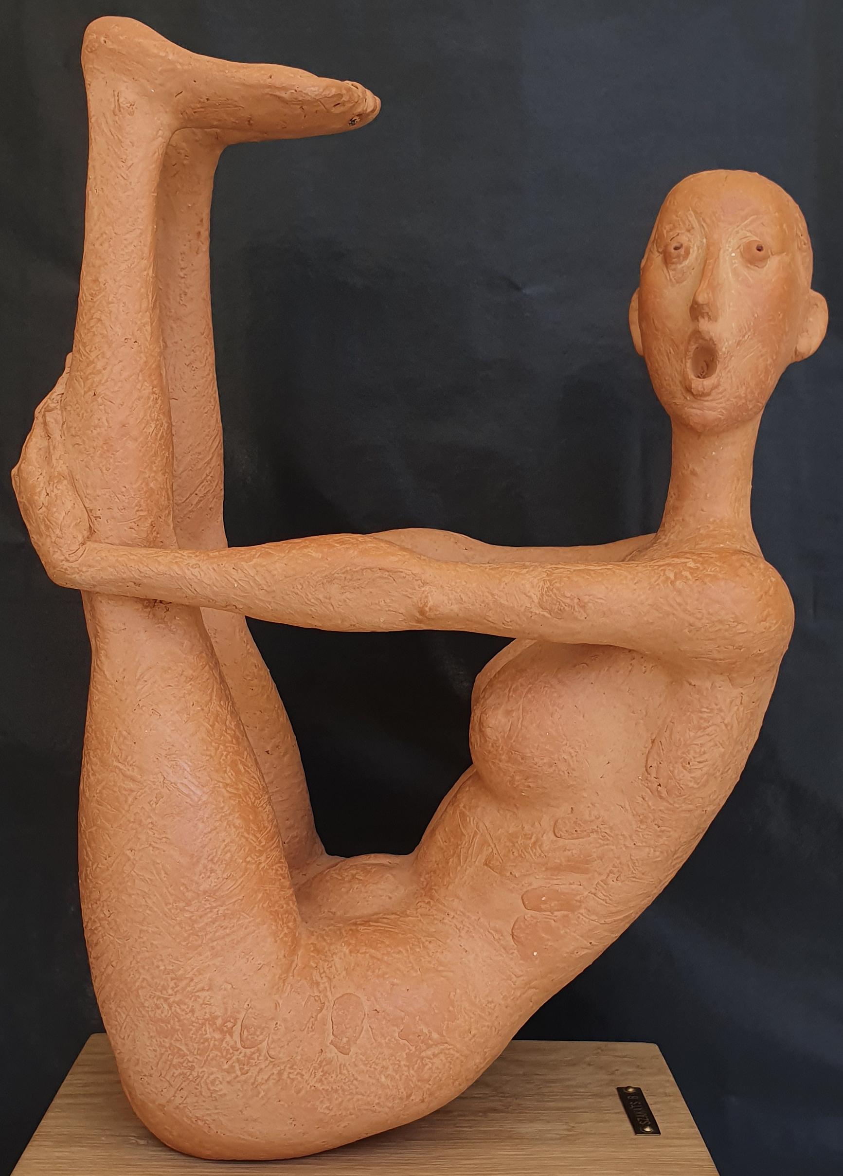 Fear - 21st Century, Figurative Sculpture, Nude, Beige, Contemporary 2