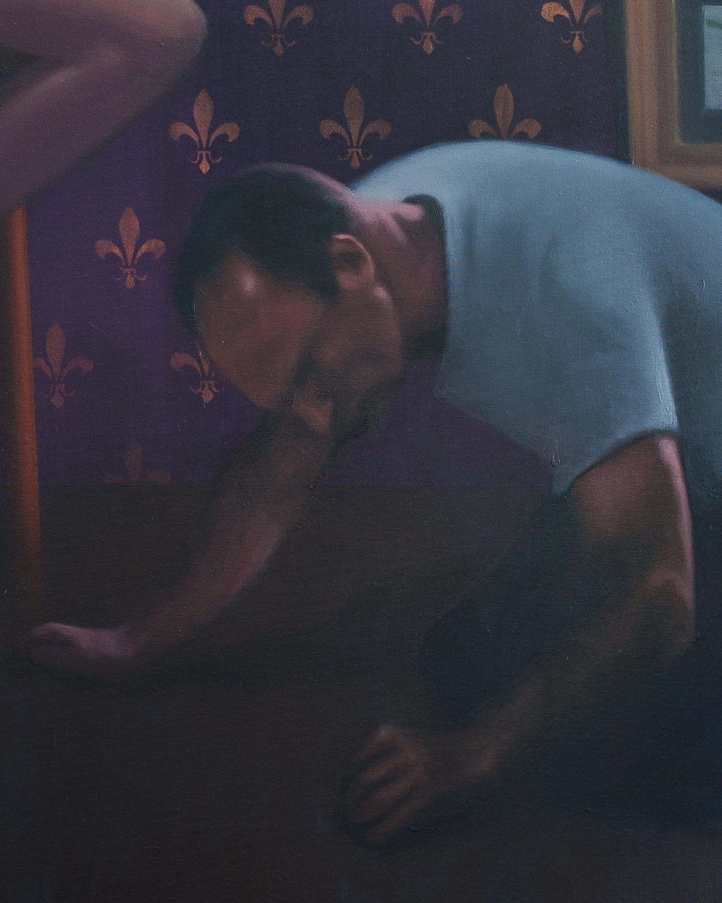 Acquiescenza -  21° secolo, Pittura figurativa, Interno, Viola, Coppia in vendita 2