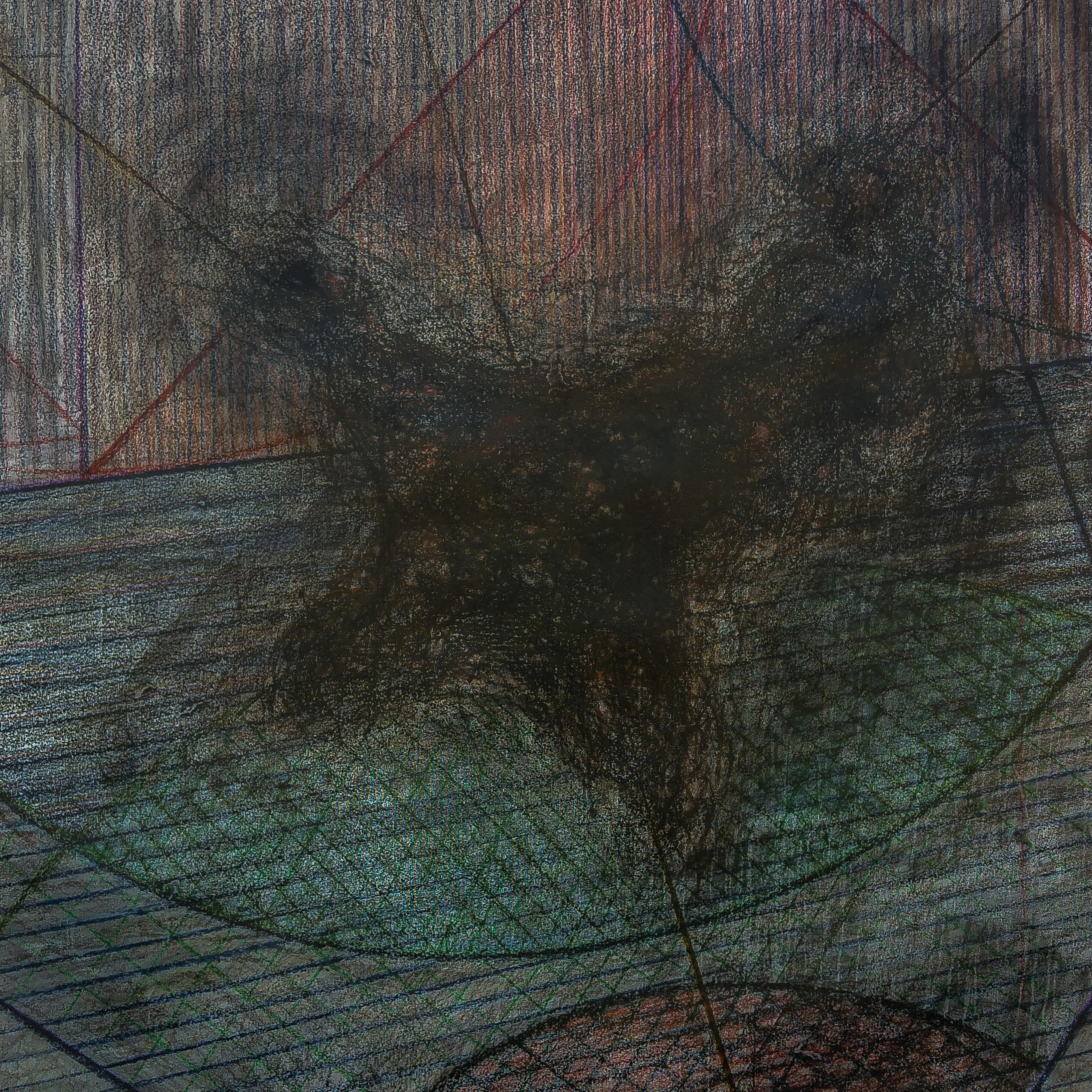 Senza titolo 05 - Disegno astratto su tela, Contemporaneo, Verde, Nero, Minimalista - Painting di Zsolt Berszán