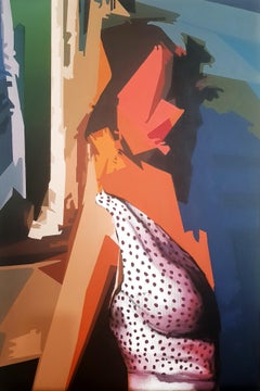 Concealed Glamour - 21st Century, Figurative, Woman, Blue, Summer, Dots