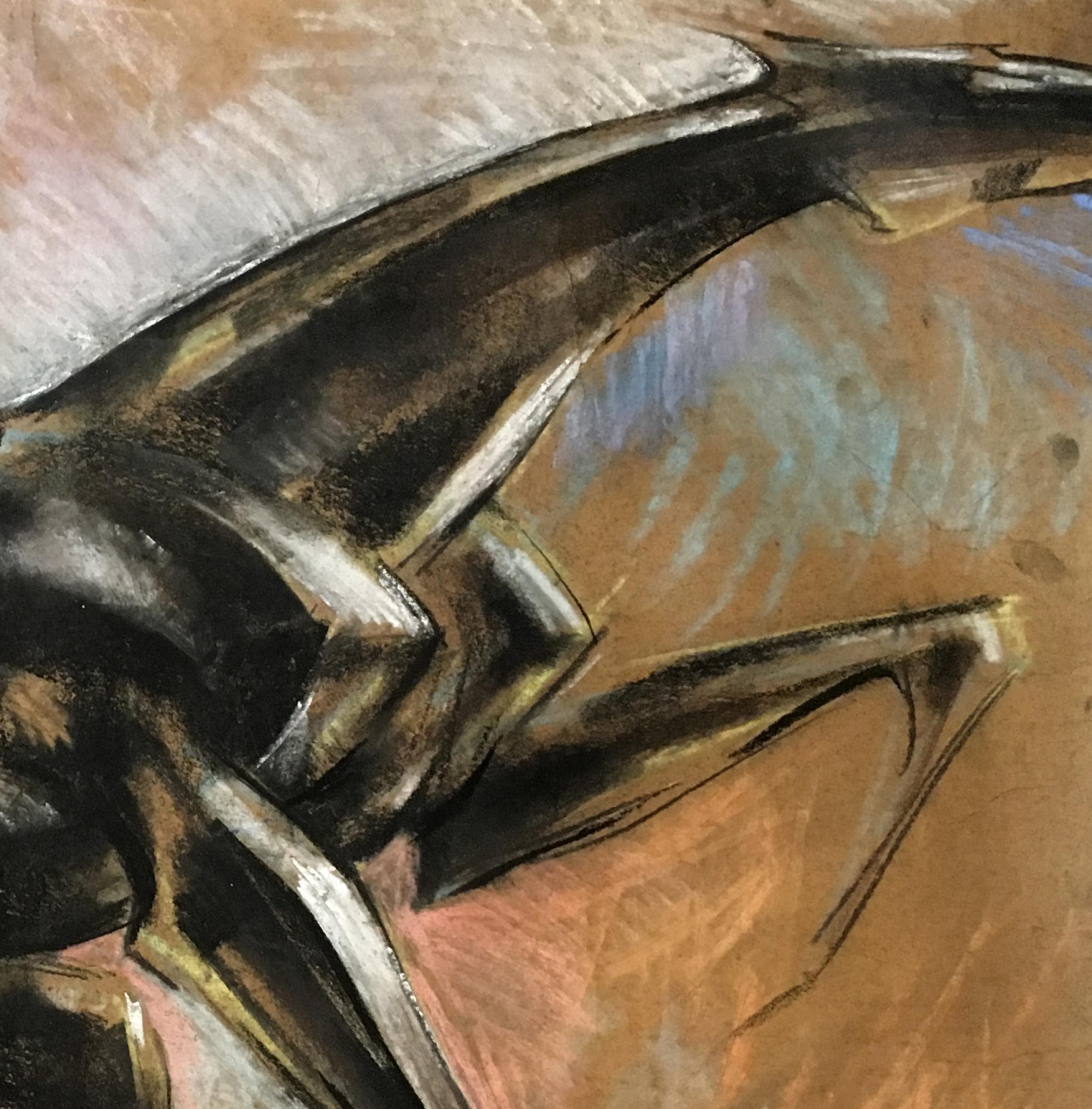 Cavallo II -  21° secolo, Disegno figurativo, Animale, Matita colorata, Marrone - Art di Dinu Rădulescu