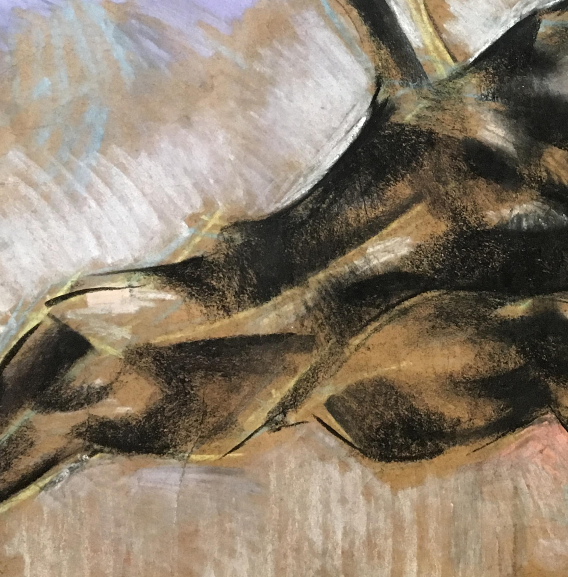 Cavallo II, 2014
Matita colorata su carta
28,74 H. x 40,15 L. in.
73 H. x 102 L. cm

I disegni di Dinu Rădulescu illustrano, nella loro maggioranza, il Cavallo, come un'effigie di nobiltà e libertà. 

Il cavallo è sorprendentemente stilizzato da