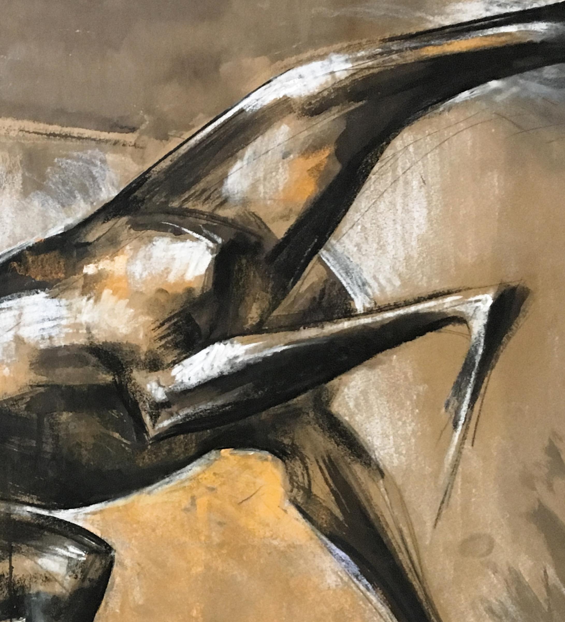 Pferdepferd – 21. Jahrhundert, figurative Zeichnung, Tier, Expressionist, Braun, Schwarz – Art von Dinu Rădulescu