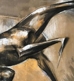 Horse - 21st Century, Figurative Drawing, Animal, Expressionist, Brown, Black