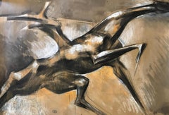 Horse - 21st Century, Figurative Drawing, Animal, Expressionist, Brown, Black
