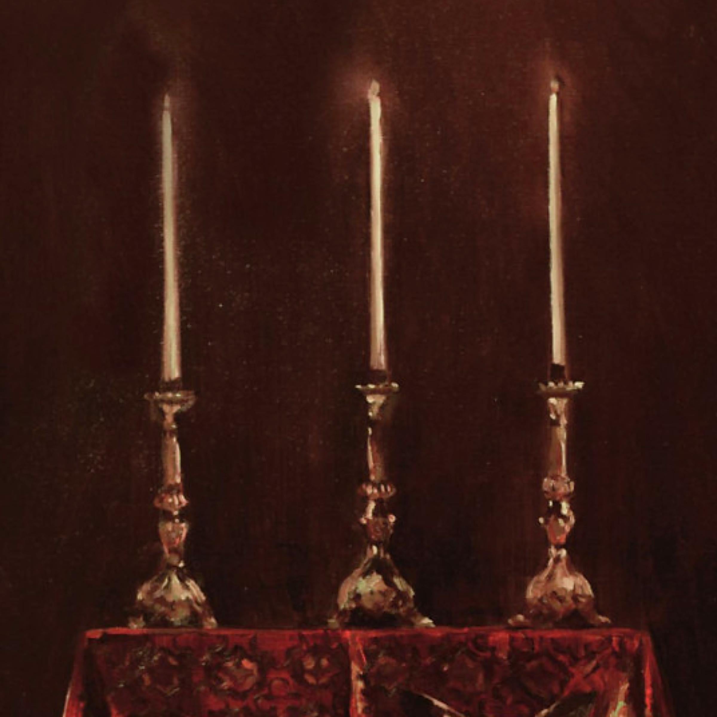 Deer and Candles - 21st Century, Figurative Paintig, Baroque, Animal - Painting by Gheorghe Fikl