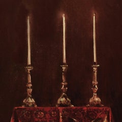 Deer and Candles - 21st Century, Figurative Paintig, Baroque, Animal