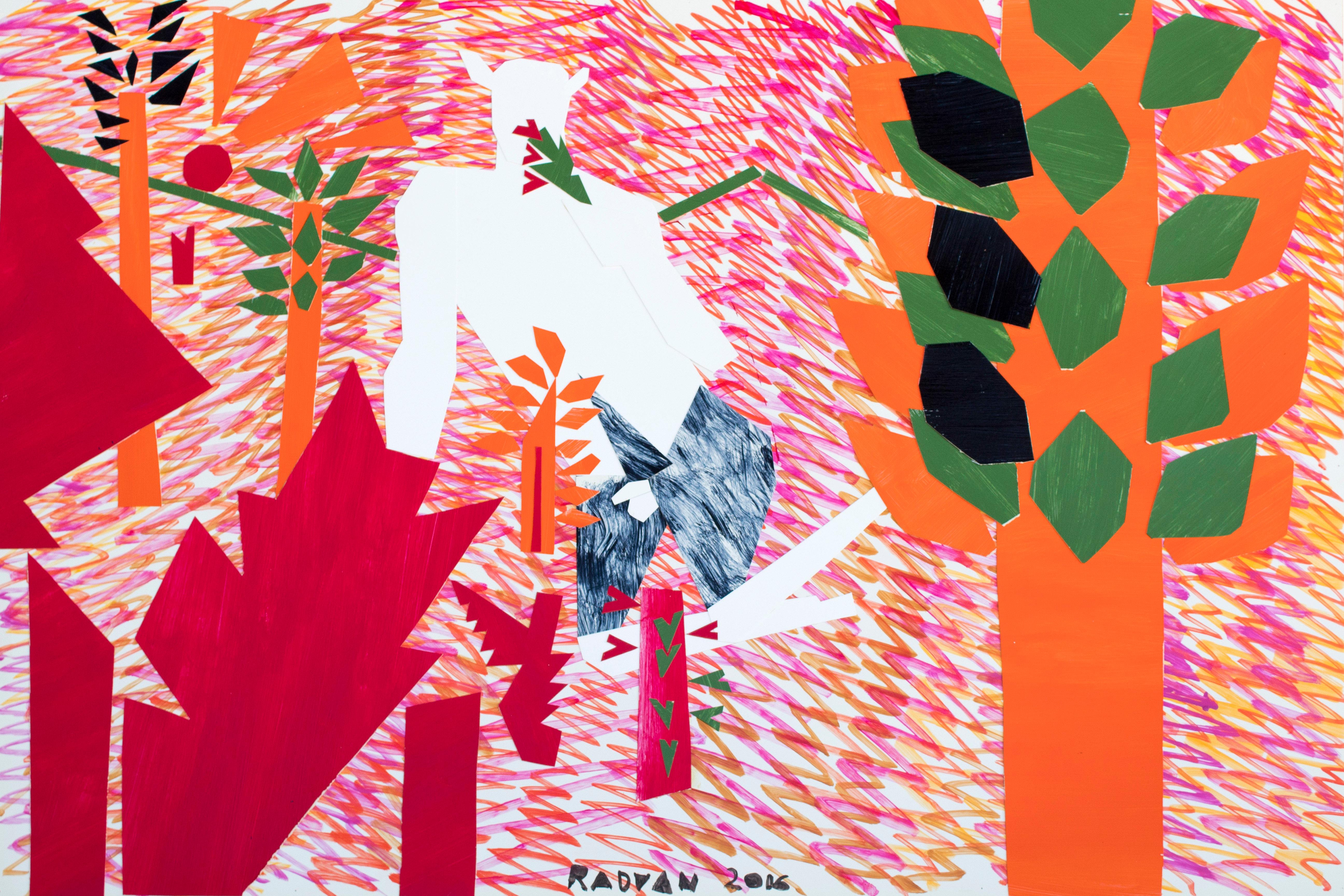 Le dernier jardin - Art contemporain, art figuratif, rouge, orange, nu, masculin
