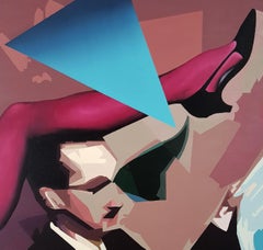 Blue Love Triangle - Contemporary, Female, Legs, Man, Pink, 21st Century