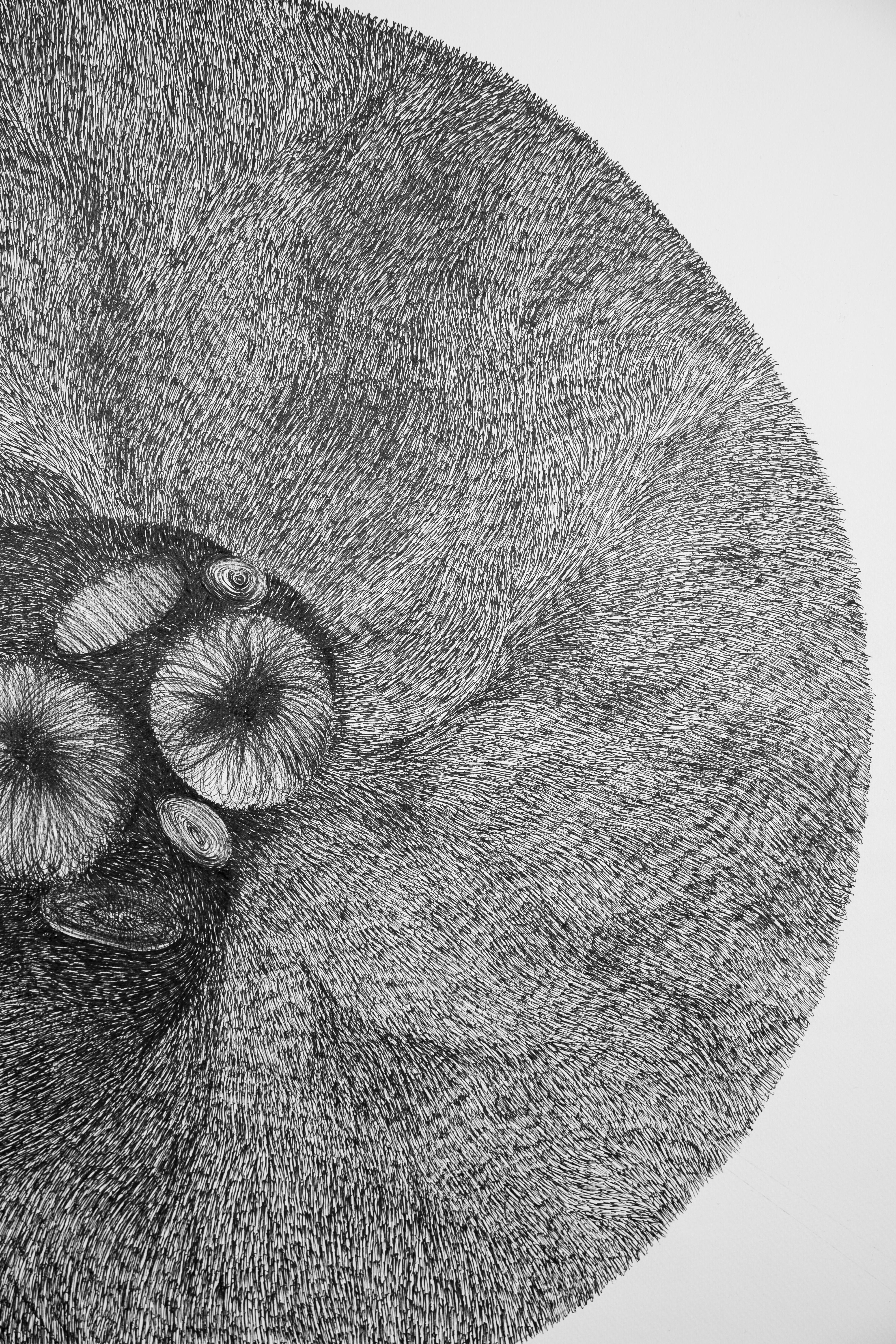 Cell 02 - Zeitgenössisch, Schwarz-Weiß, Zeichnung, Konzeptionell (Grau), Abstract Drawing, von Alina Aldea