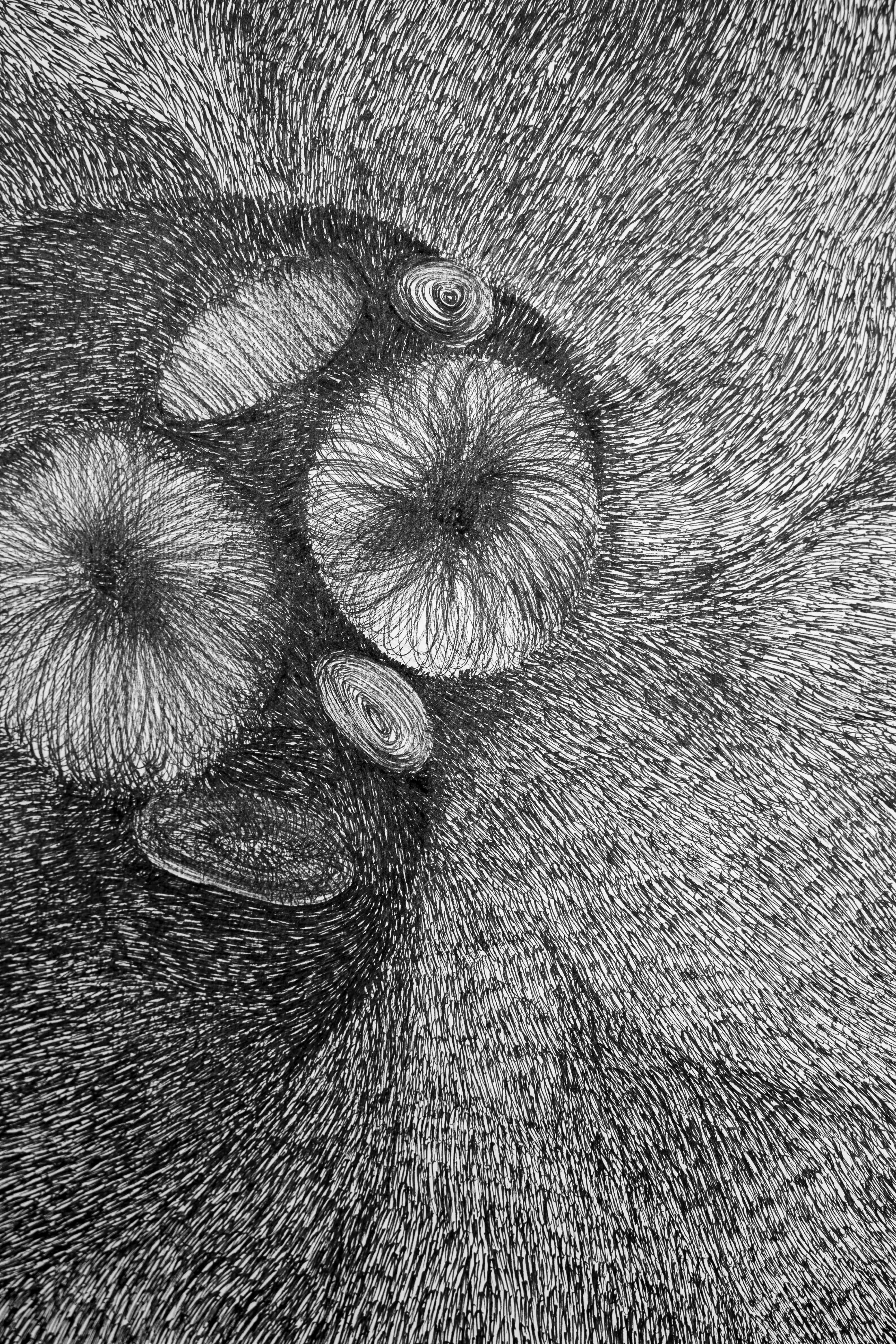 Cell 02 - Contemporaneo, Nero, Bianco, Disegno, Concettuale - Abstract Drawing Grigio di Alina Aldea