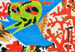 Isola per Umberto 07 - Contemporaneo, Disegno, Rosso, Verde, Blu, Butterffly