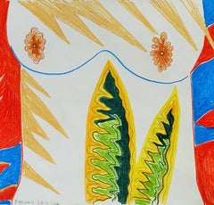 Island for Umberto 08 - 21st Century, Drawing, Nude, Red, Yellow, Blue, Summer